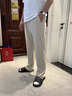 AEMAPE桑蠶絲夏季薄款男士運(yùn)動褲寬松直筒闊腿休閑褲中年爸爸男褲子 杏色 【桑蠶絲-垂順】 輕薄 L 建議體重【130-145】斤 曬單實(shí)拍圖