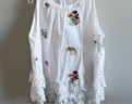 茵曼甜美刺繡蕾絲拼接露肩掛脖背心2025夏季女裝新款寬松無(wú)袖上衣 白底印花 S 曬單實(shí)拍圖