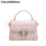 CALCULAT&KEENCK女包香港今年流行提花包包2025新款夏天感刺繡手提禮盒裝 粉色 曬單實(shí)拍圖
