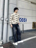 魯雅爾美式復(fù)古扎染牛仔褲男春秋季潮流漸變高街vibe風(fēng)微喇闊腿休閑褲子 黑色 XL 曬單實(shí)拍圖