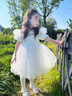 G.DUCKKIDS小黃鴨女童公主裙夏裝兒童洋氣禮服蓬蓬裙子女孩寶寶夏季連衣裙 白色 110 cm 曬單實(shí)拍圖