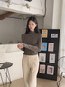 玖姿（JUZUI）商場(chǎng)同款女裝無(wú)縫一體羊毛疊穿打底衫女冬季 淺咖啡 S 曬單實(shí)拍圖