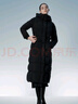 坦博爾鵝絨服女長款連帽收腰加厚女士羽絨服550890D 能量黑V字絎線165 曬單實(shí)拍圖