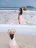 皓娥 法式度假風(fēng)花朵吊帶連衣裙春夏海邊小仙女性感顯瘦V領(lǐng)露背長裙女 櫻花粉-花朵可拆卸 S 曬單實(shí)拍圖