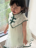 迪士尼女童旗袍刺繡紗裙兒童裝夏季中國(guó)風(fēng)復(fù)古女寶寶夏裝公主裙連衣裙 綠色 90 cm 曬單實(shí)拍圖