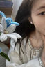 中國黃金S999足銀耳釘女款山茶花首飾品耳飾節(jié)日生日禮物送女友老婆 玫瑰禮盒+山茶花耳釘【螺絲款】 曬單實拍圖