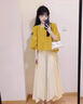 妍莉芬（yanlifen）2025連衣裙女裝搭配衣服一整套溫柔系黃色上衣俏皮休閑闊腿褲套裝 黃色上衣+白色裙褲 L 【110-120斤】 曬單實(shí)拍圖