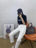 皮爾卡丹（pierre cardin）夏季八分直筒褲女2025新款高腰顯瘦煙管褲修身彈力小腳九分休閑褲 2024白色八分【拉鏈腰】2025 XL 【建議116-125斤】 曬單實(shí)拍圖