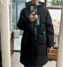 雪中飛【蓄熱】童裝兒童羽絨服男童女童純色中大童拼接羽絨服黑色170cm 曬單實拍圖