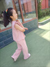 哈羅小黃鴨  HAL.DUCK女童夏季套裝2024新款兒童網(wǎng)紅炸街夏裝兩件套童裝夏天薄款衣服潮 粉色 130 (身高120-130cm年齡8-9歲) 曬單實拍圖