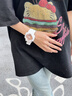 COJR電子手表女款初中學生初高中女生2025新款高顏值小眾機械運動防水 白色玫瑰金粉屏【店長主推款】 曬單實拍圖