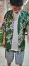 安初夏痞帥花襯衫男港風(fēng)夏季薄款海邊度假男裝潮流搭配短袖襯衣沙灘套裝 綠色+白背心·+663短褲 【三件套 XL 135-155斤 曬單實(shí)拍圖