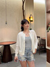 Calvin KleinJeans25早秋新款女士亞麻混紡ck通勤修身圓領(lǐng)針織開衫44C312G YC9-牛乳白 XS 曬單實拍圖