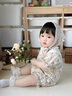 迪士尼（Disney）童裝嬰兒衣服夏季薄款新生兒連體衣娃娃領(lǐng)小碎花外出服寶寶爬爬服 ck杏色玫瑰短袖 66cm 66碼適合3-6個(gè)月(10-13斤) 曬單實(shí)拍圖
