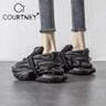 Courtney品牌厚底炸街老爹鞋女2025新款宇宙飛船太空游艇鞋減震情侶松糕鞋 黑色 單層 37 曬單實拍圖