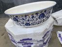 富彩和面盆家用陶瓷揉面不粘面加厚大號廚房洗菜帶沿青花瓷大盆碗湯碗 百花齊放15英寸面盆x1 曬單實(shí)拍圖