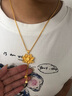 福瑞雅古法黃金花絲蓮花吊墜女999足金包銀兩世歡蓮蓬荷花套鏈節日送禮 大號-包金3.3克【吊墜+項鏈】 曬單實(shí)拍圖