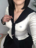 DAVEY MODE韓系學院風海軍領(lǐng)上衣套裝女夏季小眾短袖T恤高腰顯瘦百褶裙子 海軍領(lǐng)上衣+半身裙 兩件套+配領(lǐng) M (建議90-105斤) 曬單實拍圖