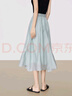 對(duì)白萊賽爾輕薄壓褶半身裙女2025夏季新款光澤感通勤顯瘦黑色紗裙 灰藍(lán)色 S 曬單實(shí)拍圖