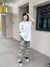 畫枕眠（HUAZHENMIAN）2025新款美式復古淺色花迷彩褲牛仔褲男潮長褲高街牛仔褲子微喇褲 迷彩 XL /建議135-150斤 曬單實拍圖