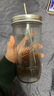 沐曉高顏值玻璃吸管杯玻璃杯大容量奶茶杯梅森杯美式自制冷飲杯水杯 700ml梅森款 杯+帶孔蓋+吸管 曬單實拍圖