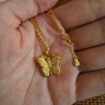 老鋪黃金古法手工足金項(xiàng)鏈·花絲鉆飾蝴蝶(1號(hào))鎖骨鏈（滿鉆款） 金重約8.1g 曬單實(shí)拍圖