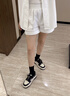 大叔家羊皮厚底真皮小白鞋女2025夏季新款透氣休閑熊貓鞋運動低幫板鞋 黑色單里-高端牛皮版 37 曬單實拍圖