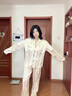 VENTION真絲帶胸墊睡衣女長(cháng)袖長(cháng)褲防凸點(diǎn)桑蠶絲家居服禮盒套裝送閨蜜 柔杏色【長(cháng)袖長(cháng)褲】 M 【建議85-100斤】 曬單實(shí)拍圖