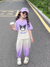 G.DUCKKIDS女童夏裝運(yùn)動套裝2025新款網(wǎng)紅炸街中小兒童庫洛米褲子美樂蒂衣服 紫色庫洛米套裝 120 cm 曬單實拍圖
