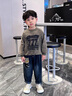 G.DUCKKIDS童裝男童套裝春秋季一歲寶寶衣服純棉襯衣兩件套1-3歲4兒童運動服 灰色 90 (建議寶寶10-12公斤 24-36個 曬單實拍圖