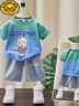 G.DUCKKIDS奧特曼衣服男童夏季短袖套裝2024新款兒童時尚洋氣T恤男孩寶寶潮t T07+N113套裝藍色 110 cm(110cm) 曬單實拍圖