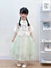 DISNEY迪士尼女童夏裝連衣裙2025新款兒童漢服公主裙子夏季小女孩中式國 綠色 套裝 120 cm 曬單實(shí)拍圖