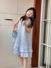 迪士尼【限時清倉】艾莎公主裙女童連衣裙2025夏季新款兒童洋氣無袖禮服 藍色 130 曬單實拍圖