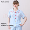 tutuanna5折家居服套裝 女 Peloringirl格子大印花短袖短褲上下套 261711-淡藍(lán)色 均碼 上衣160/84A 褲子160/70A 曬單實(shí)拍圖