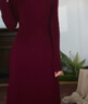朗姿羊毛半高領(lǐng)修身針織連衣裙通勤風(fēng)氣質(zhì)優(yōu)雅中長(cháng)裙女2025年新款 博若萊酒紅色 L 曬單實(shí)拍圖