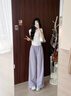 以純 YISHION黑色工裝褲女夏季薄款美式高街辣妹直筒褲寬松垂感顯瘦休閑闊腿褲 黑色【款】 常規(guī) S 【適合80-95斤】 曬單實拍圖