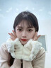 蒲戀手套女保暖手套冬季女生可愛(ài)兔兔手套學(xué)生毛絨翻蓋半指加絨防寒 兔子手套【白色】 曬單實(shí)拍圖