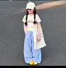 女童夏裝套裝2025新款兒童洋氣夏季大童女孩短袖t恤闊腿褲兩件套 套裝【短袖+褲子】 150 曬單實(shí)拍圖