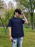 真維斯（Jeanswest）[涼感抑菌]桑蠶絲polo衫男款夏季抑菌大碼高端翻領(lǐng)男士短袖T恤男 藏青色(純色) L /175(7A級抑菌) 曬單實(shí)拍圖