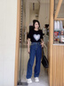 Calvin KleinJeans四季款女ck經(jīng)典美式潮流復古微彈高腰寬松版牛仔褲J225380 1BJ-牛仔藍 25 曬單實(shí)拍圖