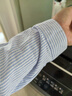 暖喬全棉條紋牛津紡襯衫女長(cháng)袖寬松文藝簡(jiǎn)約春秋中厚休閑通勤純棉襯衣 藍色條紋 M（100-120斤） 曬單實(shí)拍圖