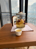紫葉（ziye）陽(yáng)臺(tái)桌椅藤椅三件套休閑組合小茶幾一桌兩椅現(xiàn)代簡(jiǎn)約網(wǎng)紅露臺(tái)茶桌 木紋棕【1桌2椅】鋁合金 曬單實(shí)拍圖