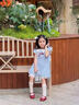 女童連衣裙夏季2025新款兒童夏裝裙子中大童休閑初中生公主裙洋氣 藍(lán)色連衣裙 140 曬單實(shí)拍圖