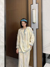韓姿朵（Hanziduo）七夕禮物雙層紗布棉紗情侶睡衣女春秋款純棉麻長(zhǎng)袖嬰兒棉男家居服 3221女 L 曬單實(shí)拍圖