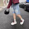 VOIC厚底牛皮小白鞋女鞋2025新款百搭運動休閑鞋增高系帶輕便系帶板鞋 酒紅色 36 曬單實拍圖