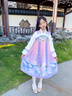 安妮優(yōu)兒（Anneyol）漢服女童秋冬款兒童古裝拜年服冬季國風(fēng)唐裝2025新款女孩古風(fēng)裙子 紫色加絨 130 曬單實(shí)拍圖