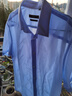 【易打理】名盾DP免燙商務(wù)格紋尖領(lǐng)正裝藍襯衣短袖職業(yè)男士襯衫夏季 藍色格仔 41/150-159斤 曬單實(shí)拍圖