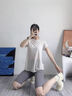 亮浸浸瑜伽服罩衫女運動(dòng)美背短袖跑步寬松速干透氣竹節紗健身服上衣夏季 白蛋白 M 曬單實(shí)拍圖