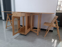森能全實木折疊餐桌餐椅組合小戶型家用可伸縮靠墻原木風折疊吃飯桌子 1.7米實木折疊餐桌+折疊椅*4 曬單實拍圖