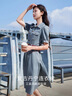 香影牛仔連衣裙女2025夏季新款復古法式收腰泡泡袖中長(cháng)款翻領(lǐng)裙子 牛仔藍 L 165/88A/110-125斤 曬單實(shí)拍圖
